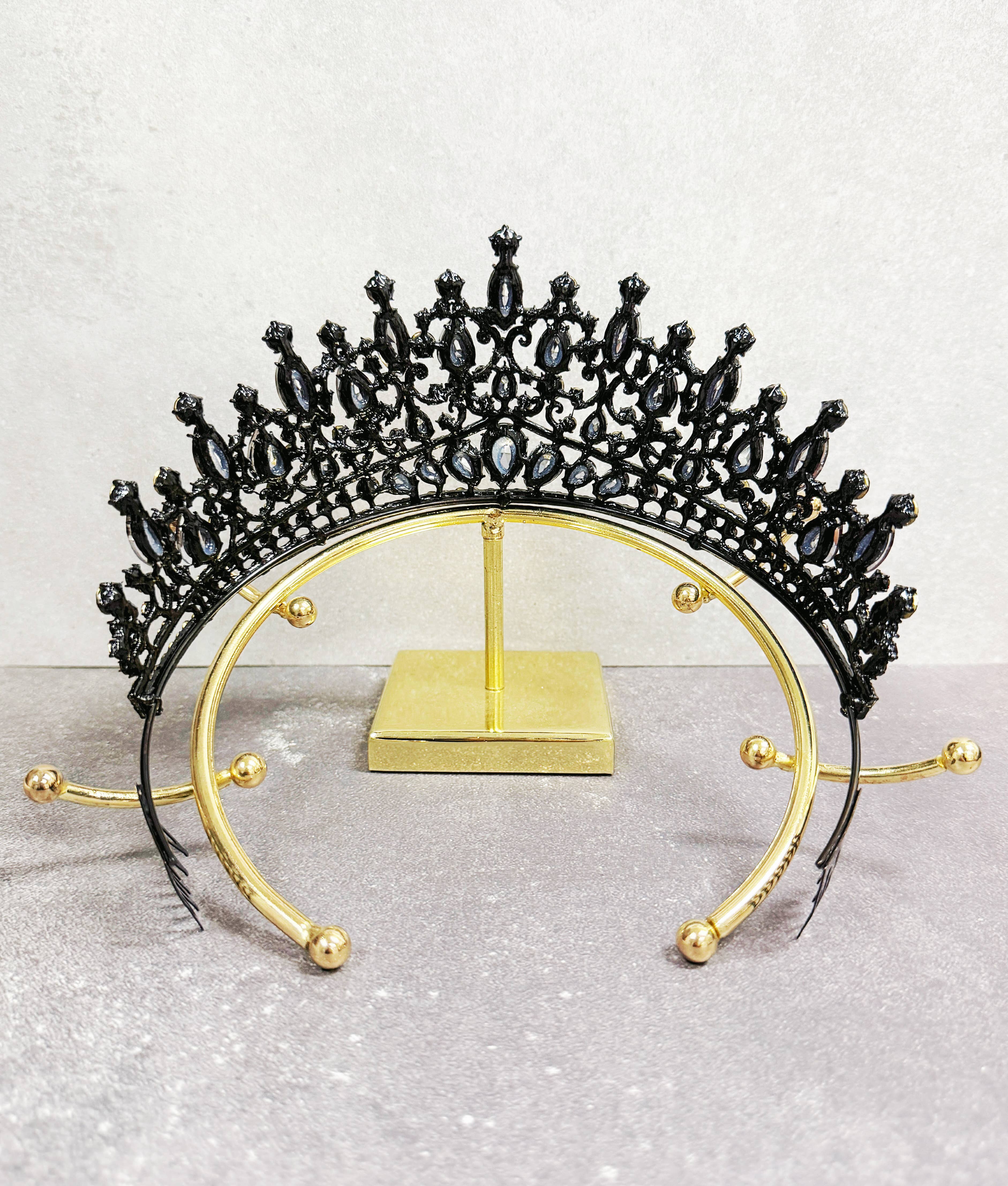 Red Cystal Tiara, Black comb tiara, vintage crown | Glitter Girl Gems
